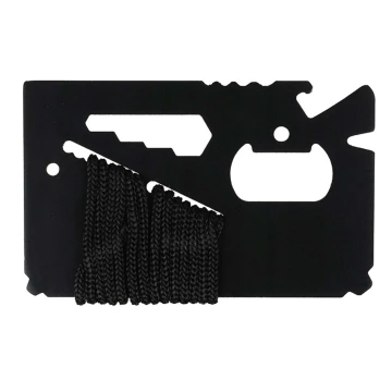 Набір виживання з паракордом Лінійка офіцерська SURVIVAL TOOL CARD PARACORD Чорний