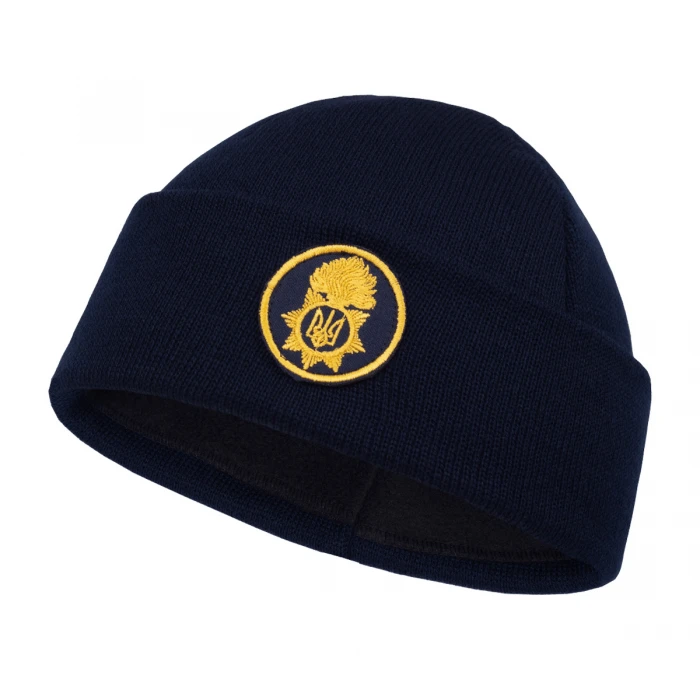 Шапка в'язана флісова з відворотом НГУ - Navy Blue Шапка в'язана флісова з відворотом НГУ - Navy Blue