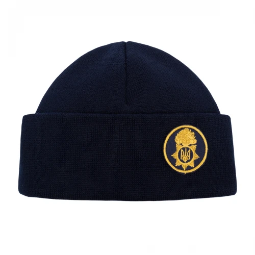 Шапка в'язана флісова з відворотом НГУ - Navy Blue