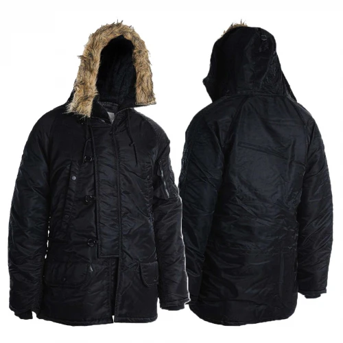 Куртка парка Аляска с мехом US N3B TEESAR® PARKA Черная, 3XL