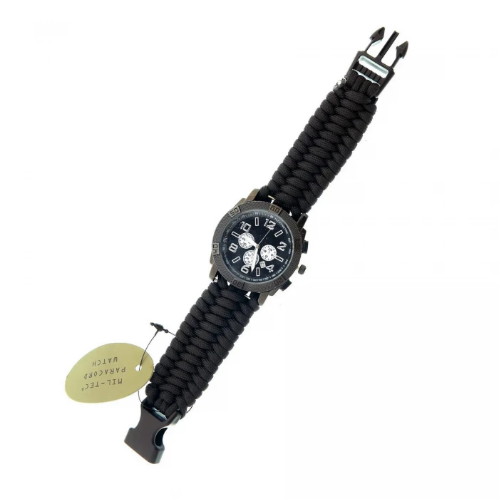 Годинник з паракордом MIL-TEC Paracord Чорний L Годинник з паракордом MIL-TEC Paracord Чорний L